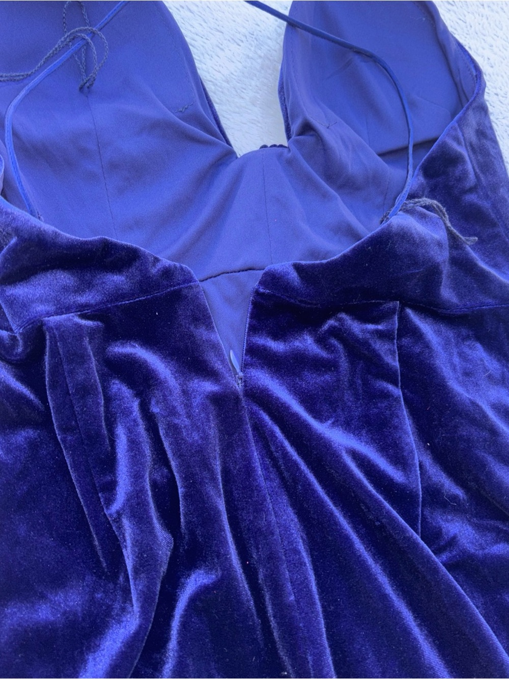 Aidan Mattox Royal Blue Velvet Plunging Maxi Gown - Picture 12 of 13